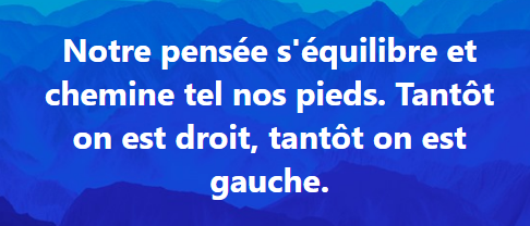 Notre pensée s'équilibre